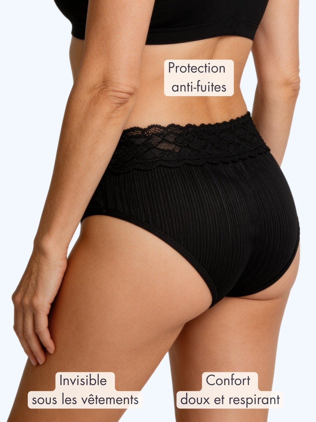 Culotte Laura taille haute dentelle absorbante