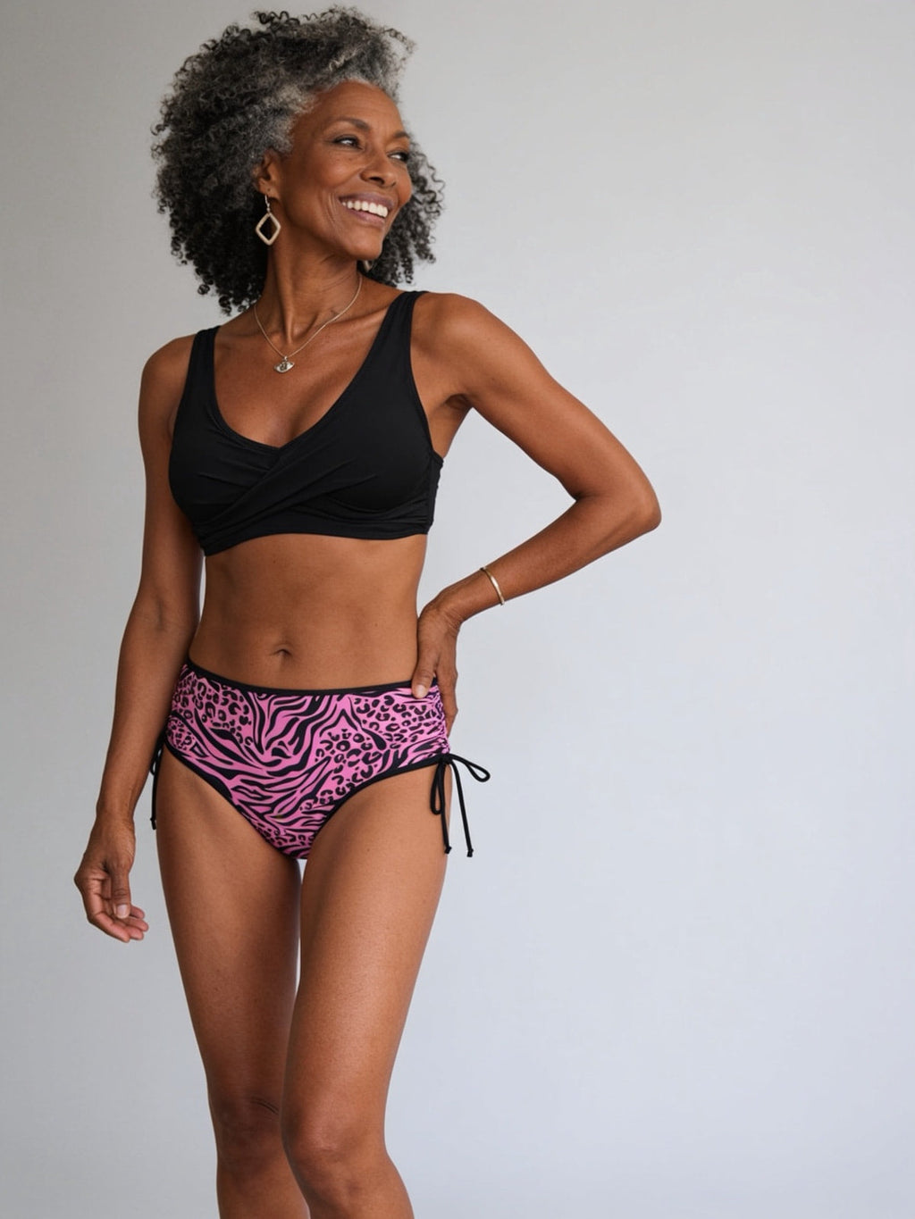 Bas de maillot taille haute à lacets absorbant