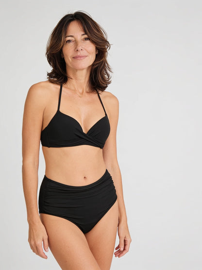 Bas de maillot taille haute drapé absorbant
